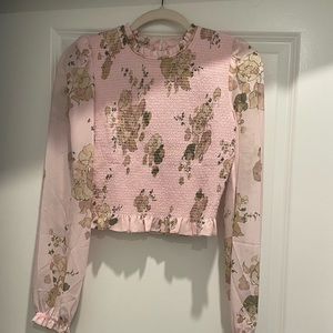 Pink long shear sleeve top